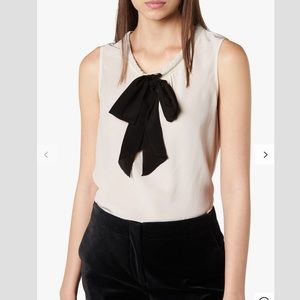 LK Bennett - Sleeveless Silk Cream Black Neck Tie Blouse - 6
